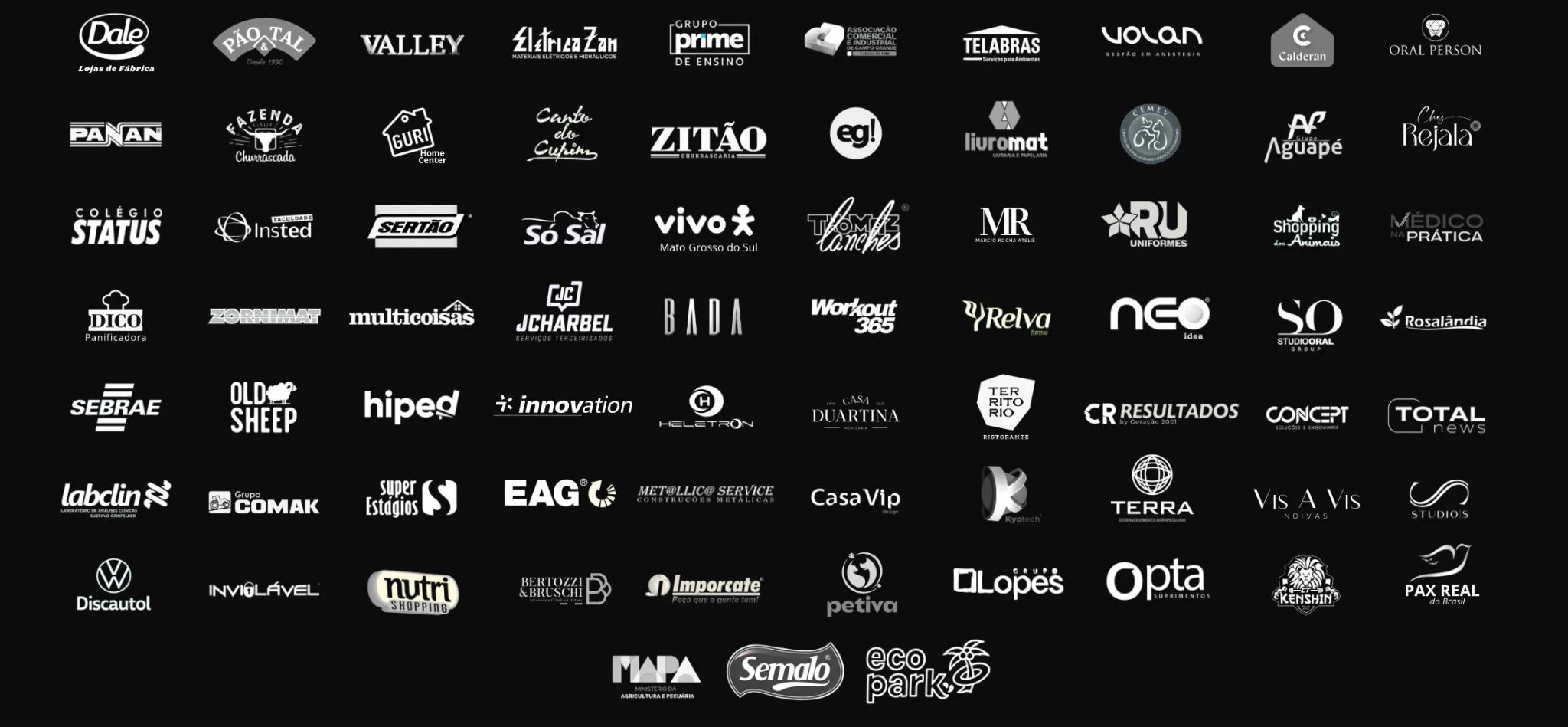 Logos de clientes e parceiros RetenMax